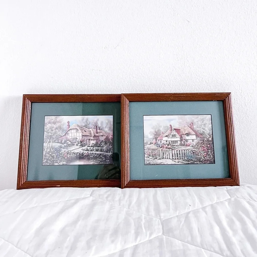 Carl Valente Penhurst Bentley House set of‎ 2 Print Framed 11” x 9”